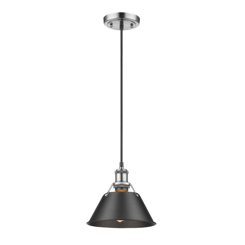 Luminaire suspendu conique à 1 lumière Weatherford, Étain, Noir mat, H 129 po x l 7,5 po x P 7,5 po