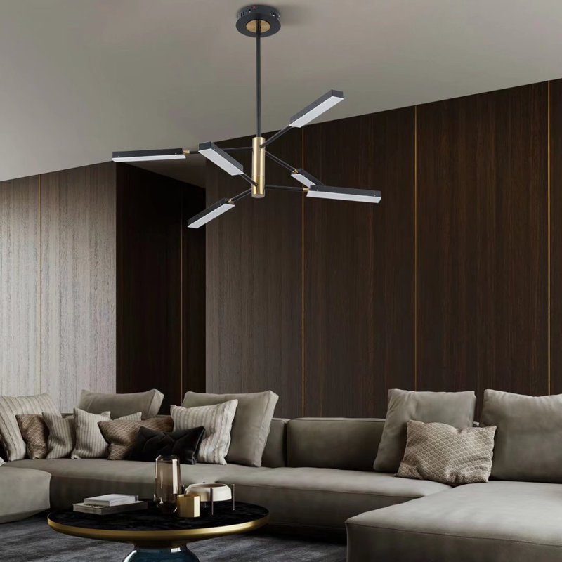 Acrylic and Aluminium Sputnik Modern Linear Chandelier