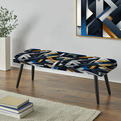 Banc bleu rembourré à motif géométrique bleu Melody