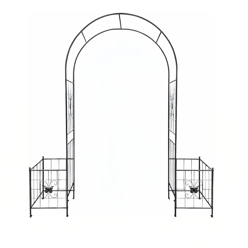 Treillis d'arche de jardin en métal durable pour plantes grimpantes et décorations de mariage en plein air, noir