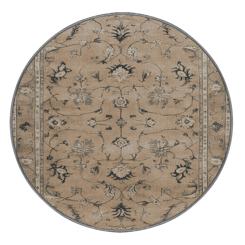 Tapis gris lavable à la machine, Rond 4 pi