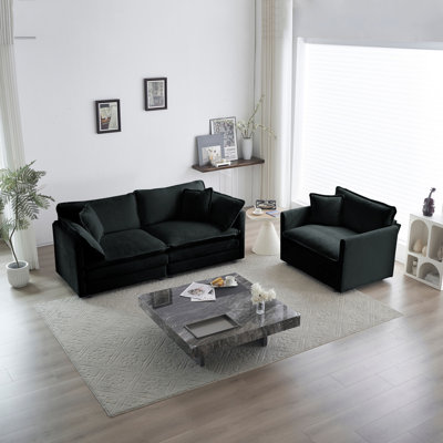 Ensemble de causeuse et de chaise d'appoint 2 pièces en chenille