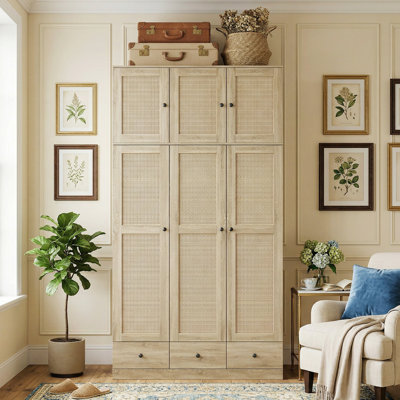 Coleridge Solid + Manufactured Wood, Wicker Armoire