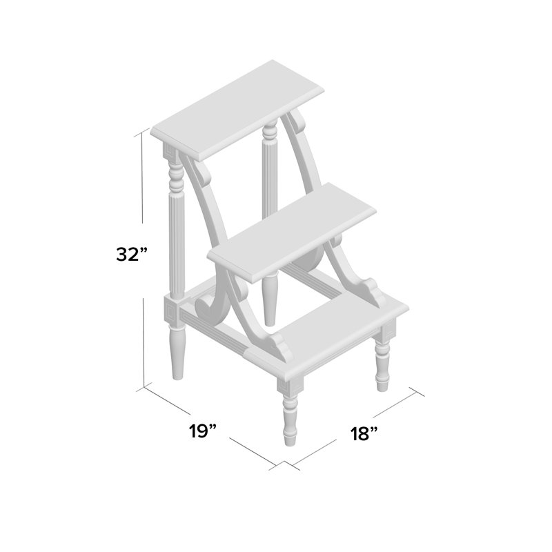 Library 3 Step Wood Step Stool, Black