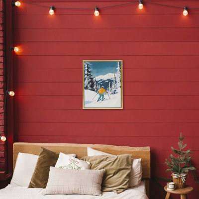 Skieur descendant sur cadre flottant en montagne, design par The Prints Vibe