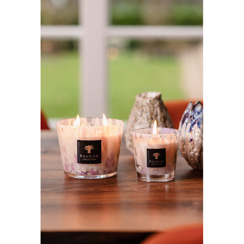 Pearls White Candle, 3.2" H x 3.94" W x 3.94" D