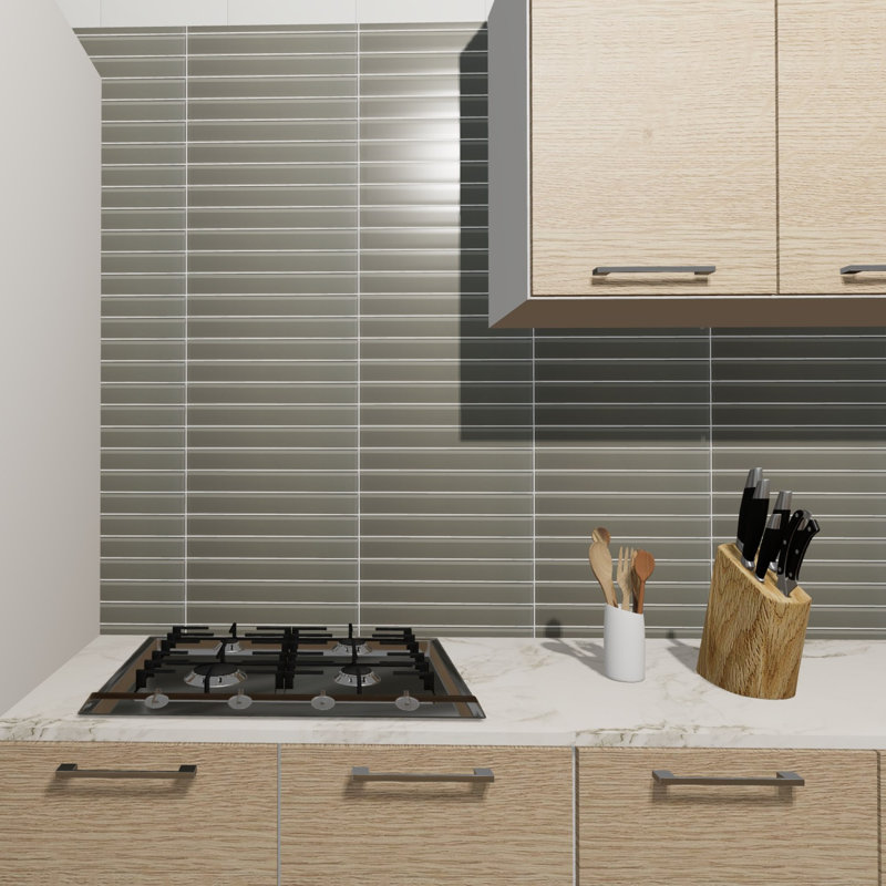 Charm School 2'' W x 16'' L Glass Subway Singular Tile, Taupe