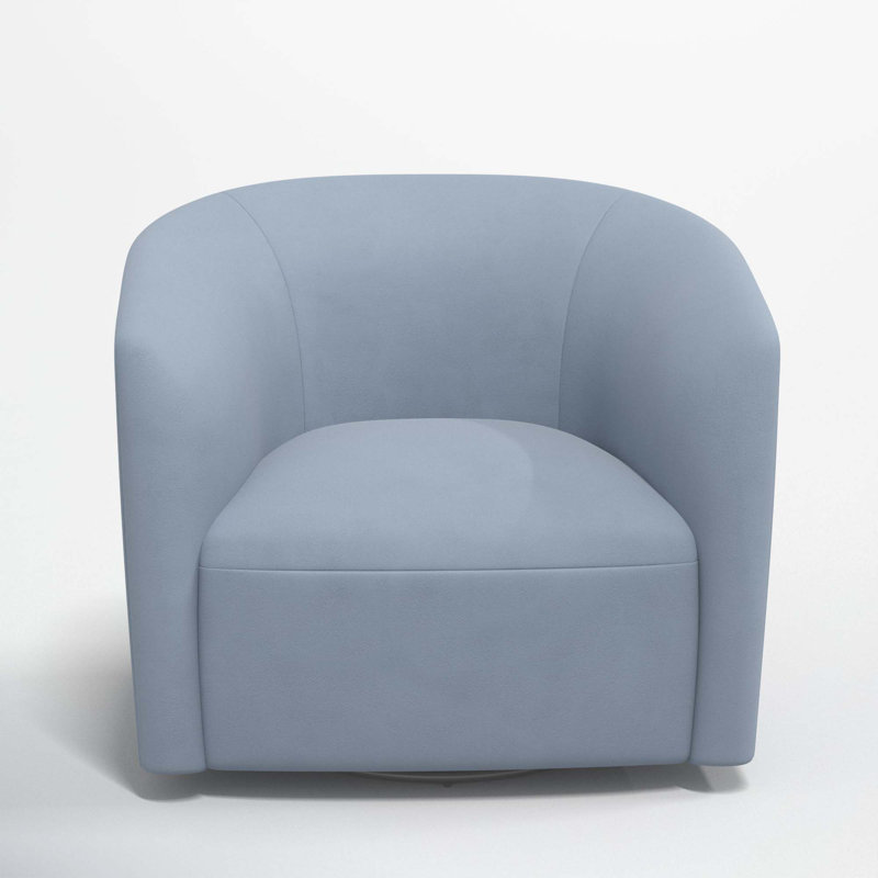 Fauteuil demi-tonneau Marita, Velours océan classique
