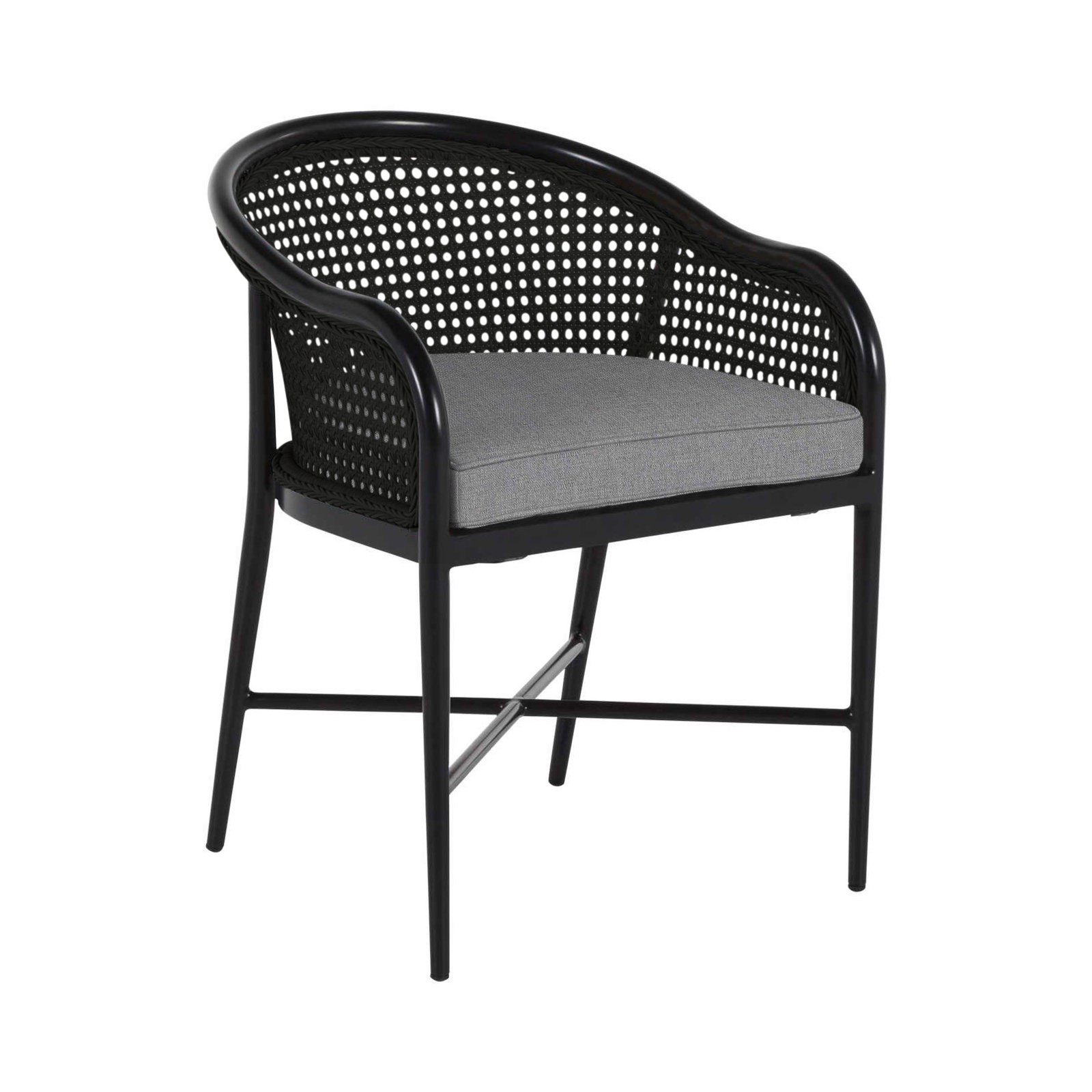 Havana Cane N-Dura Resin Wicker Outdoor Arm Chair, Welt, Black, Verona Mist