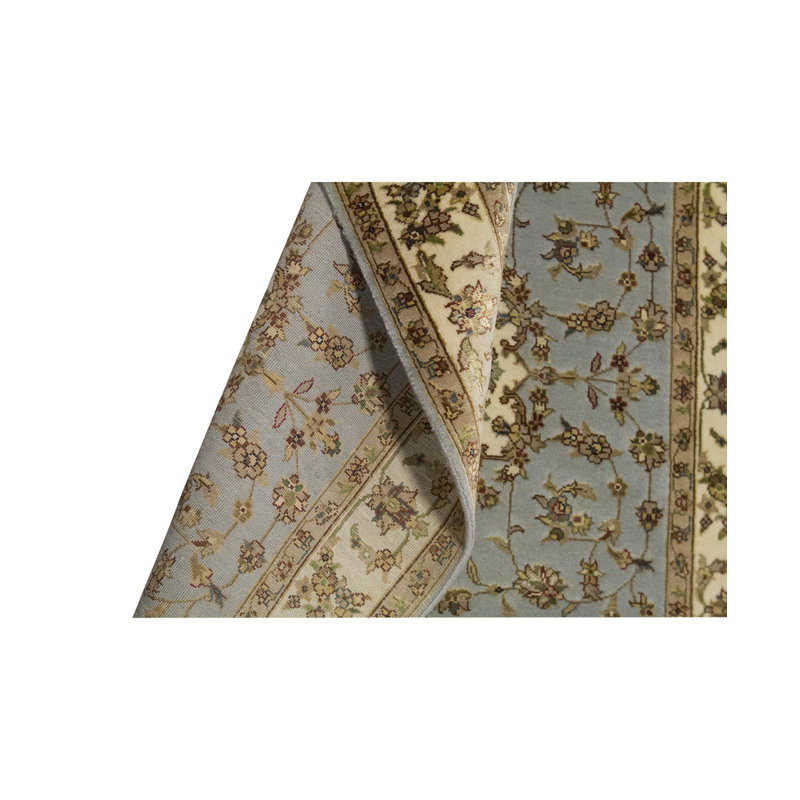 Manchuria Wool Oriental Area Rug in Cream/Blue/Olive