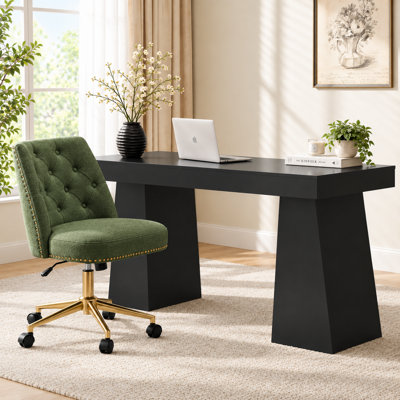 Modern Executive Desk Set with Upholstered Swivel Office Chair