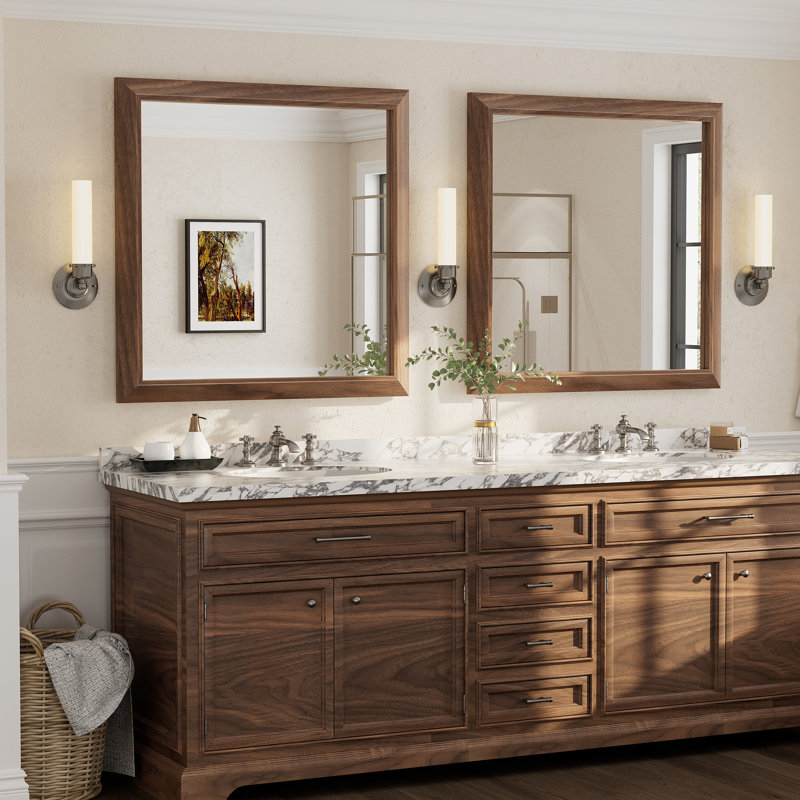 Miroir mural Amara, 48 po x 30 po, Bois brun foncé