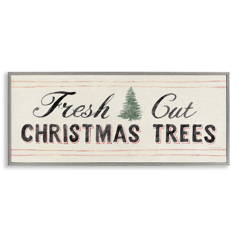 «Fresh Cut Christmas Trees», signe d'hiver rétro, art texturé par Danhui Nai, Estampe numérique Farmhouse, H 10 po x l 24 po