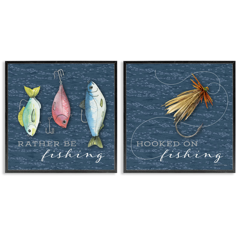 «Gone Fishing Sayings», ensemble de 2 giclées encadrées, design par Holly Thomas Stein, H 12 po x l 24 po