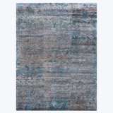 Blue Nu Vibrant Tibetan Modern Silk Rug - 9' x 12'