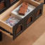 Buffet en bois massif noir et noyer