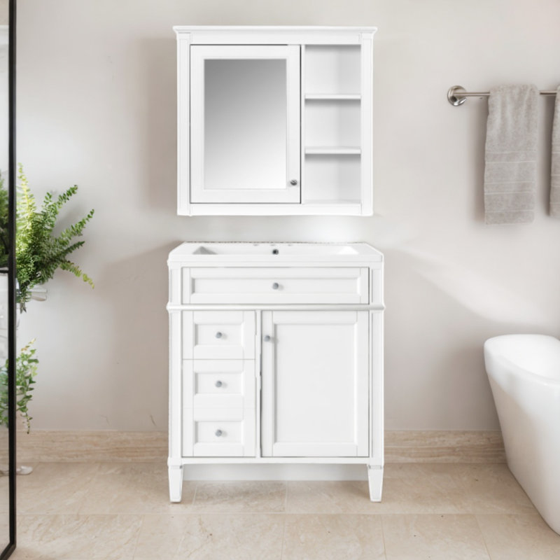 Ensemble de meuble-lavabo simple avec plateau Desmir, Blanc