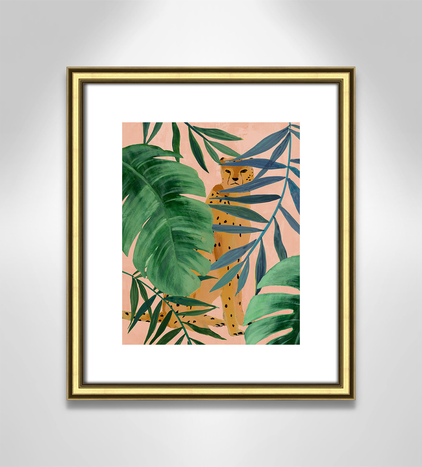Allie "Silent Jungle" Painting by Isabelle Z, 15" H x 13" W x 0.88" D, Gold Framed Paper
