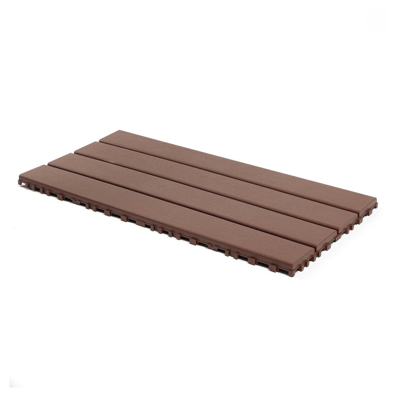 Paquet de 24 carreaux de terrasse à emboîtement extérieur, revêtement de sol en polypropylène rouge-brun pour balcon et jardin