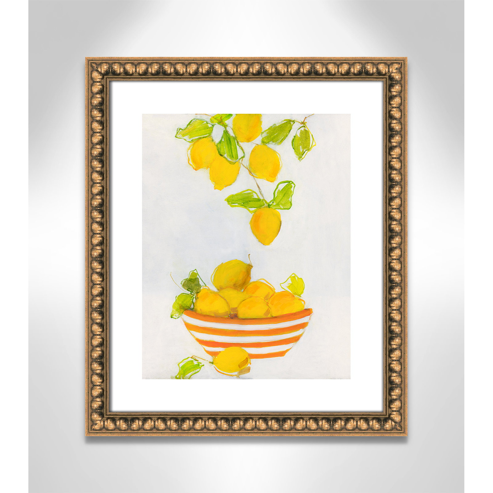 Darcy "Lemonlicious" Painting by Sally Swatland, 19" H x 16" W x 1.13" D, Gold Bead Framed Paper
