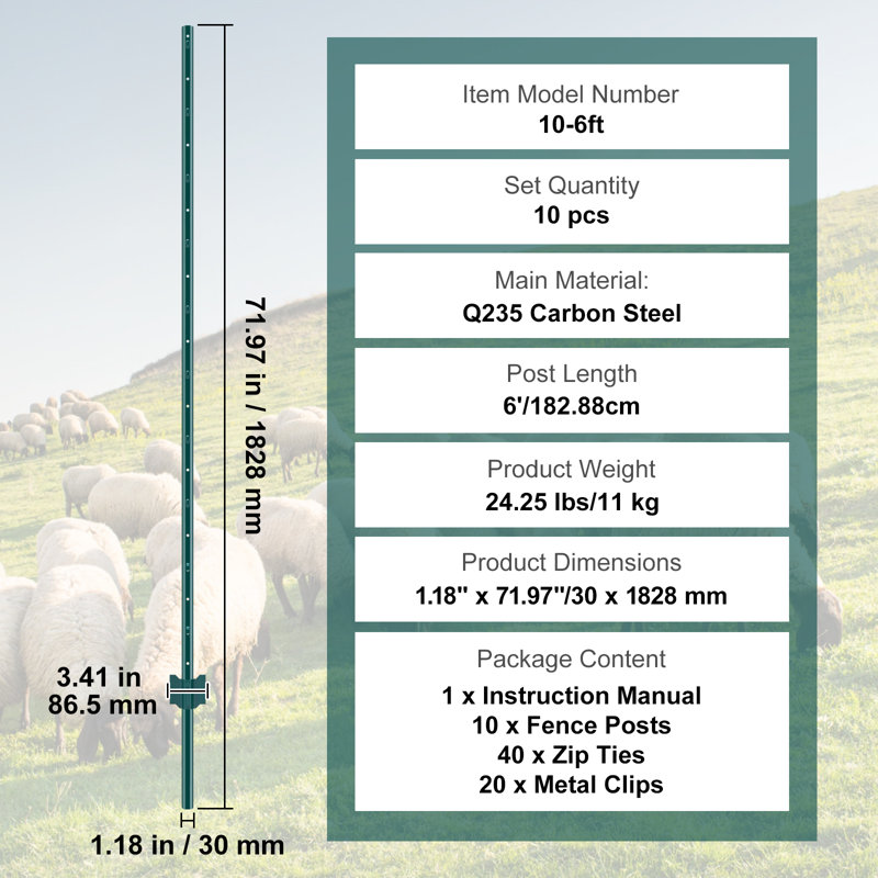 VEVOR Green Metal Line Post