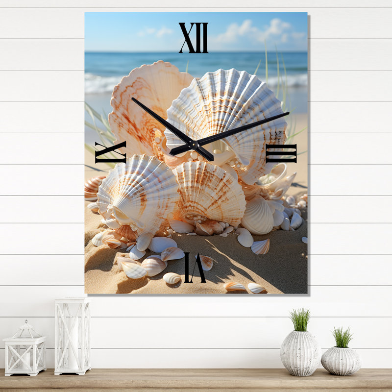 Photo de plage coquillage beauté II - animaux horloge murale moderne, Médium