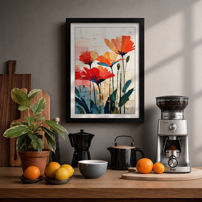 Carnation Bloom Botanical 1 Piece Single Picture Frame Wall Art, A3 - 42.0 x 29.7 cm, Black
