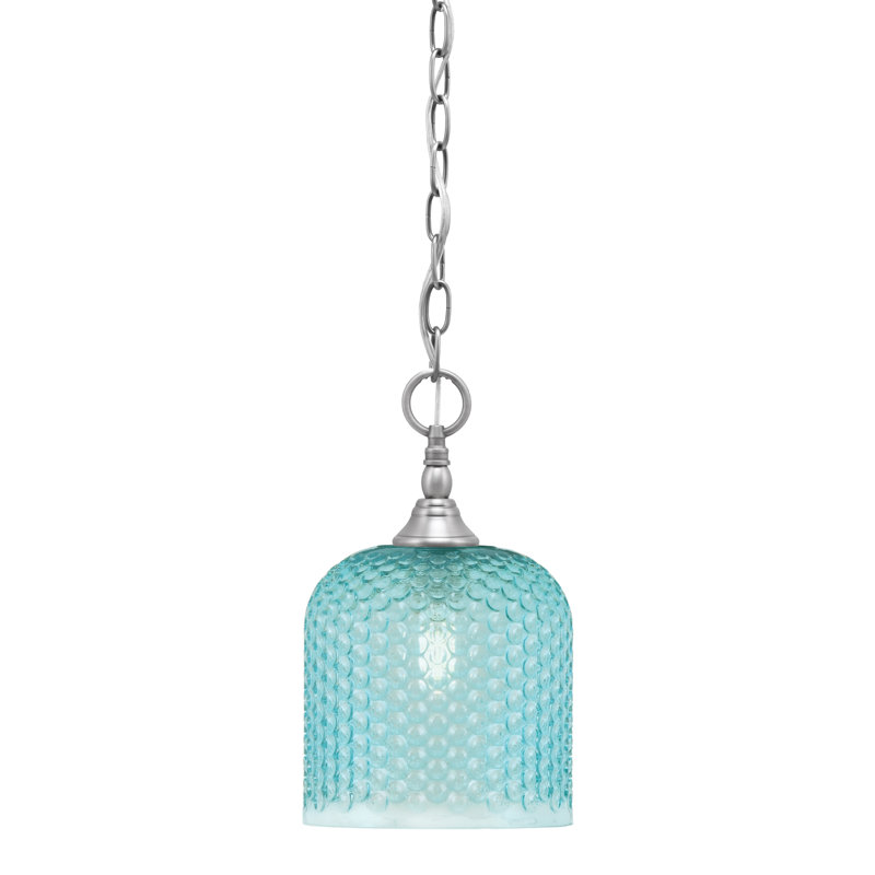 Mini-luminaire suspendu en chaîne avec verre, Nickel brossé