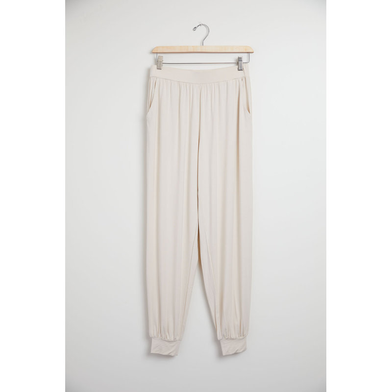 Ensemble de 2 pièces de détente pour femmes - Ensemble de pyjama en rayonne de bambou doux, L, Nuage et ivoire