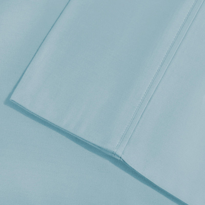 Light Blue Cotton Blend King Sheet Set with Pillowcases