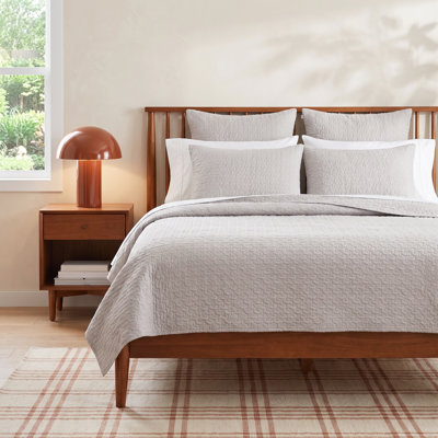 Jovani Gray Standard Cotton 300 TC 3 Piece Quilt Set