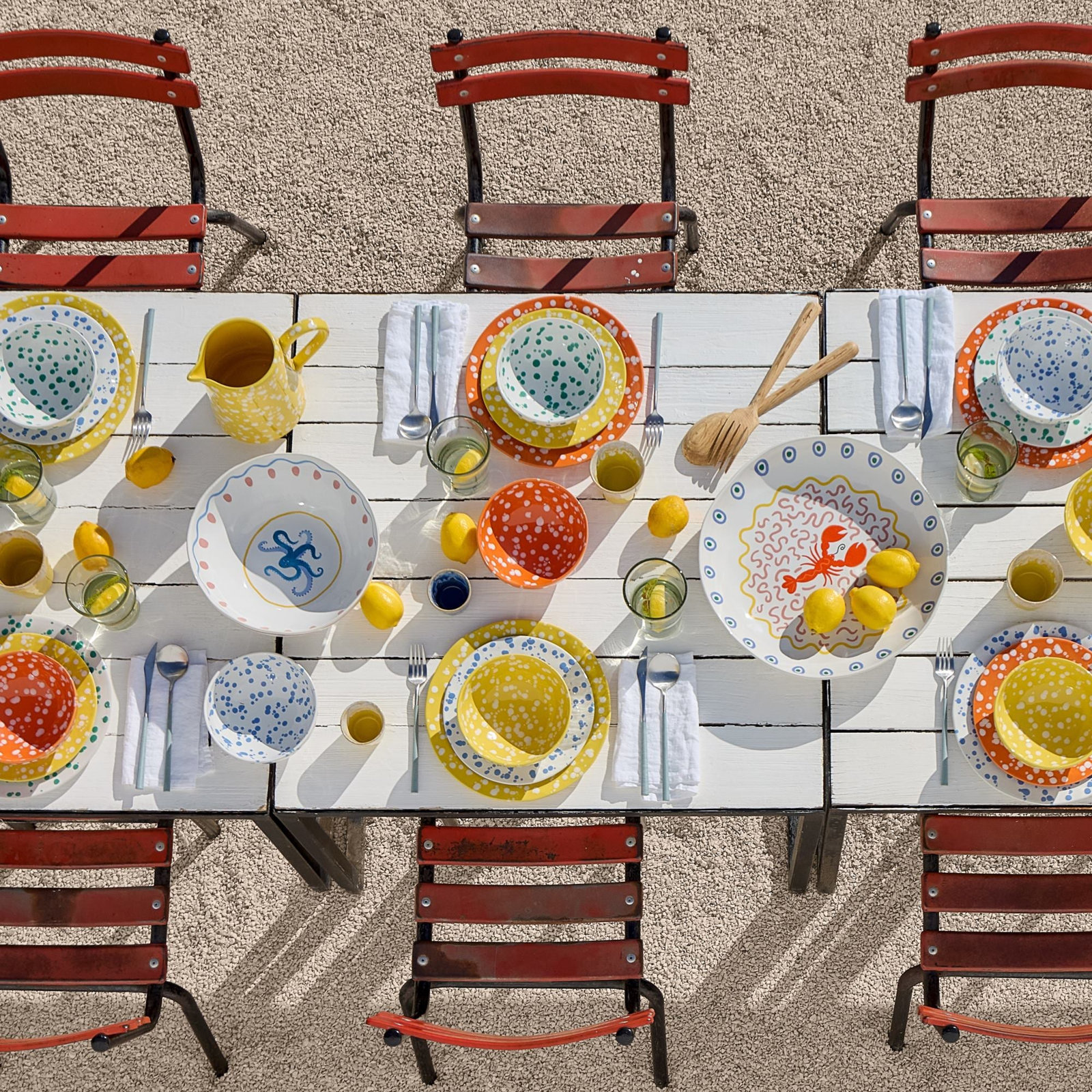 Summer Bliss Serving Bowl, Lobster White