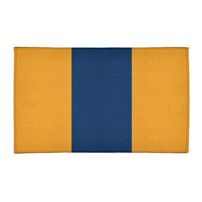 Tapis doré/bleu marine rayé