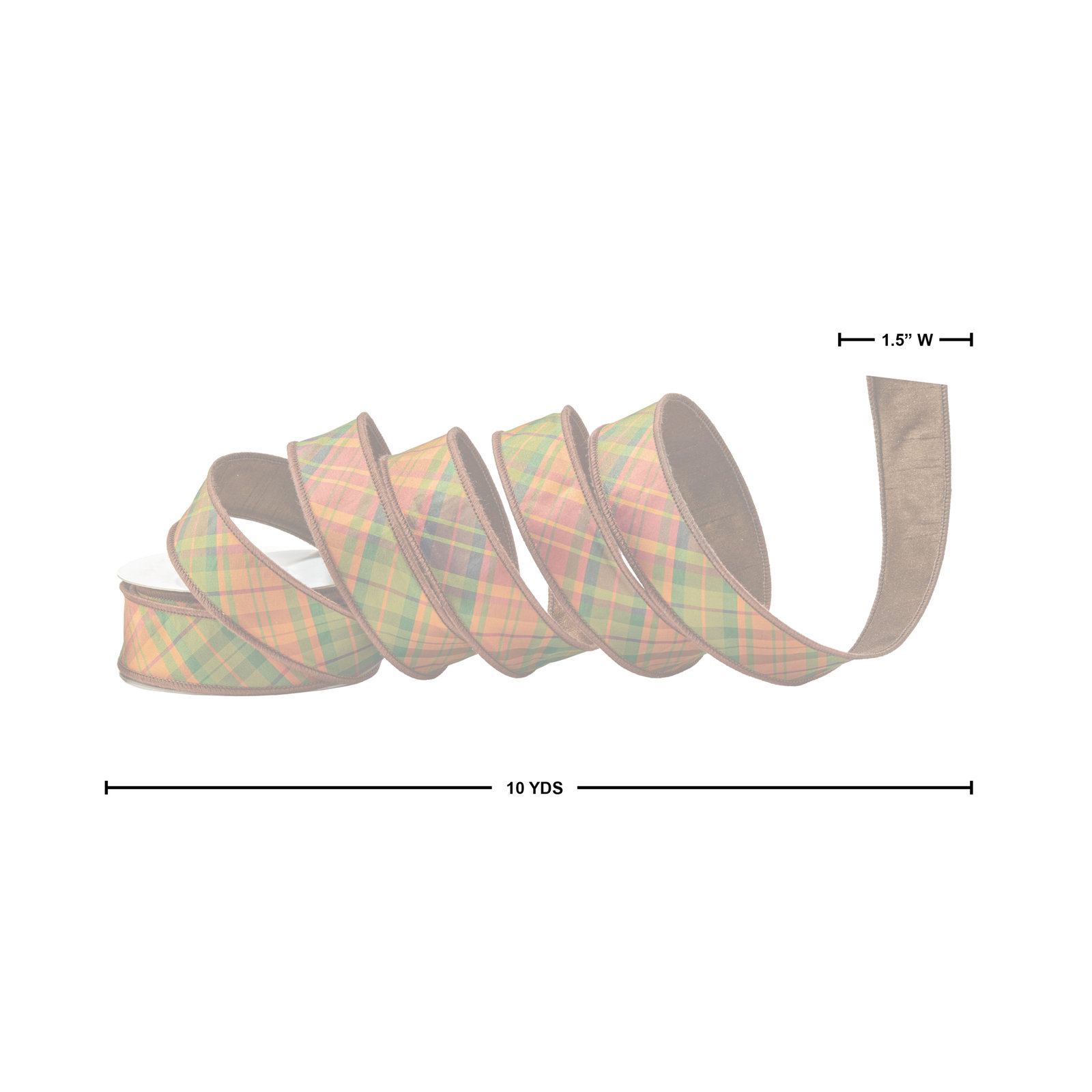 1.5"X10Y Dupion Autumn Plaid Ribbon