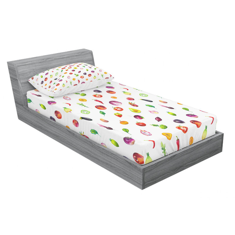 Vegetables Microfiber Sheet Set, Twin XL Sheet Set with Fitted Sheet