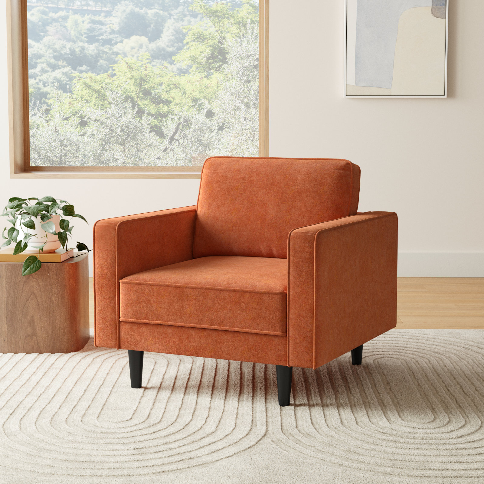 Curt Upholstered Armchair, Rust Performance Chenille