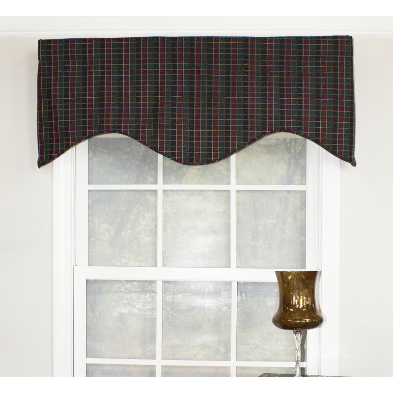 Anjel Cotton Blend Plaid Scalloped Window Valance