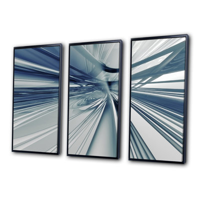 "Blue 3D Textured Art", 3 pièces, cadre flottant, impression sur toile