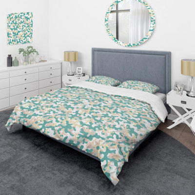 Ensemble de housse de couette en microfibre vert / beige 3 pièces