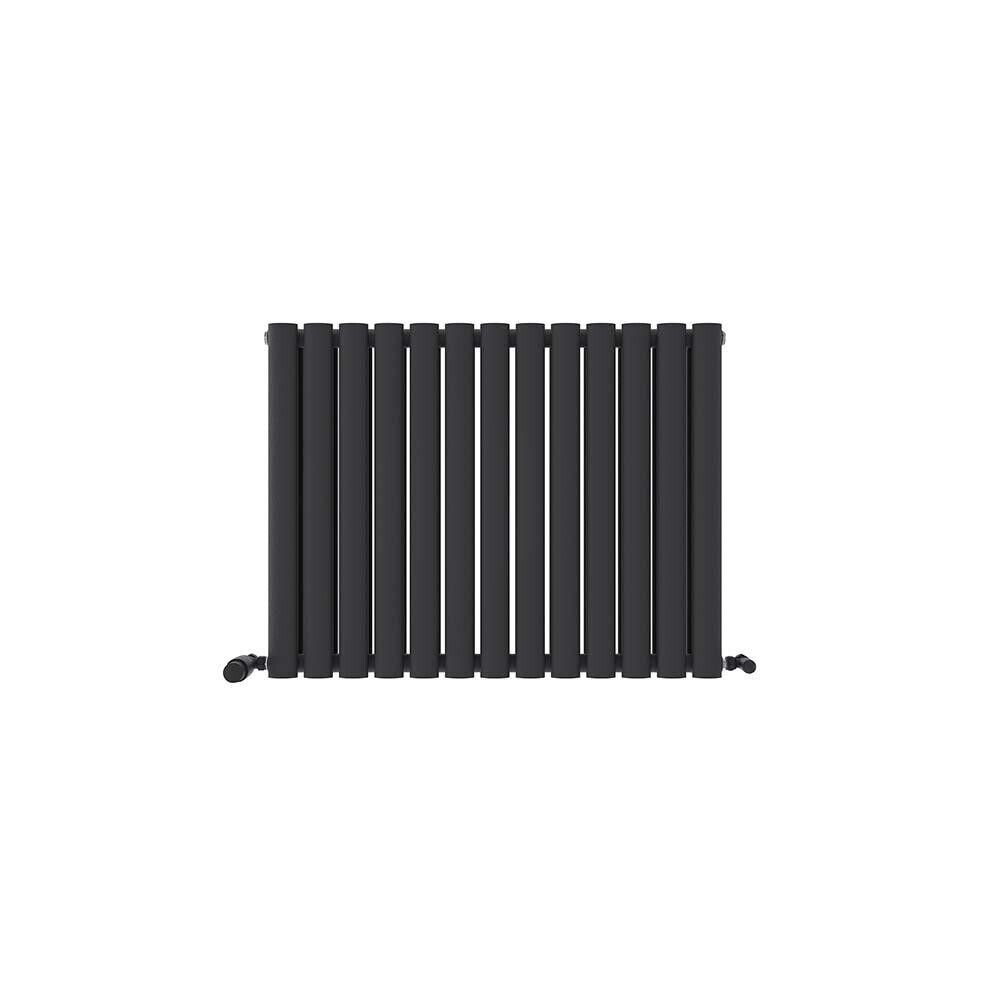 iBathUK Princia Horizontal Double Oval Panel Radiator Angled Valve