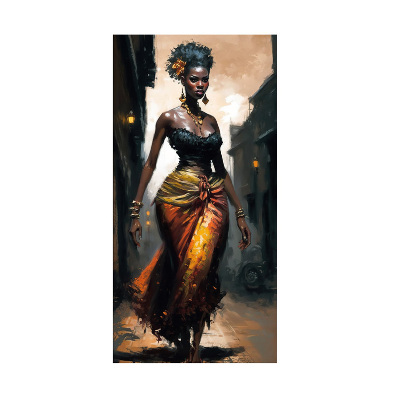 Art mural sur toile tendue - «Black histoire 17» de Wumples, décoration murale pour le salon, la chambre à coucher ou le bureau - 24 x 47