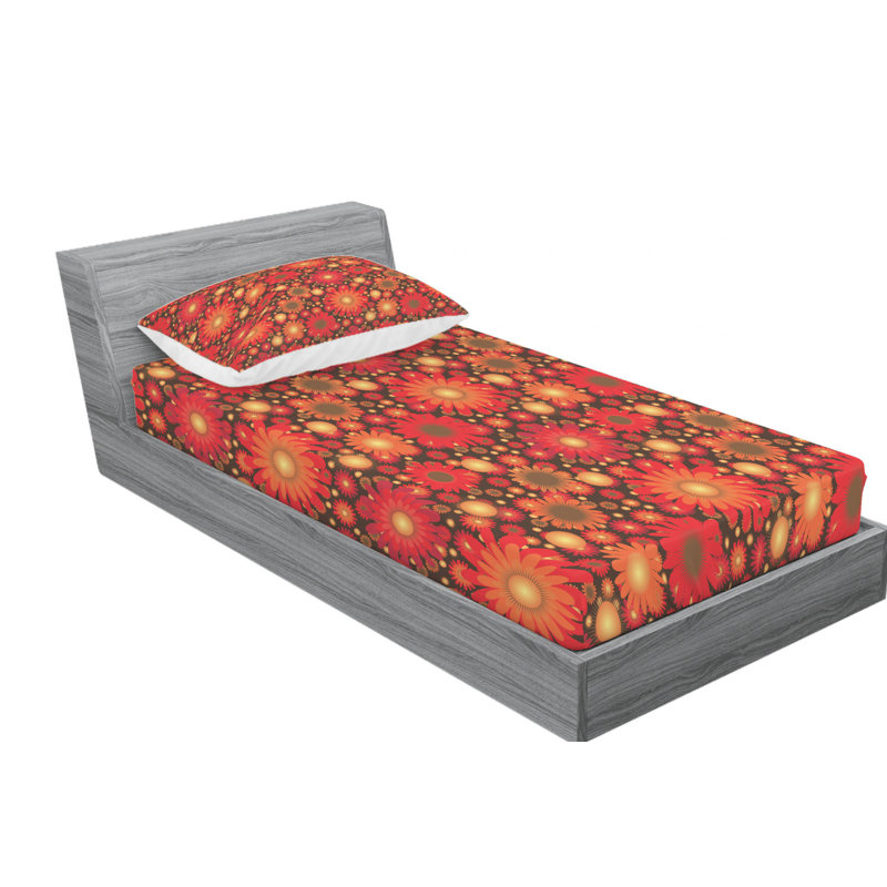 Microfiber Floral Sheet Set, Twin XL Sheet Set with Fitted Sheet