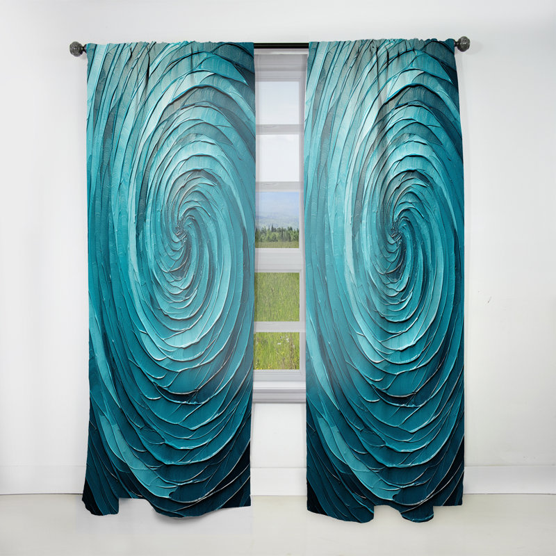 Teal Twist Tranquility Spiral II - Rideau en spirale - Rideau abstrait obscurcissant - 1 panneau, L 52 po x L 120 po