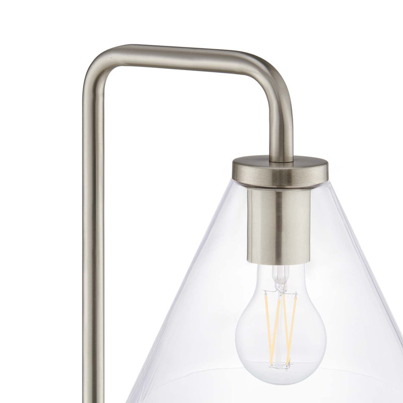 Element Satin Nickel Glass and Metal Arc Floor Lamp