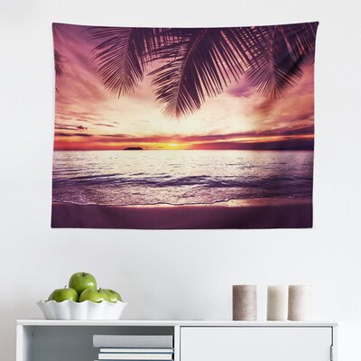 Ambesonne Palm Tree Tapestry, Tropical Beach Under Shadows At Sunset Ocean Waves Serenity Of Paradise In Nature, Fabric Wall Hanging Decor For Bedroom -  East Urban Home, 55F3DCEF46A34EF1B6C332CEE549CA60