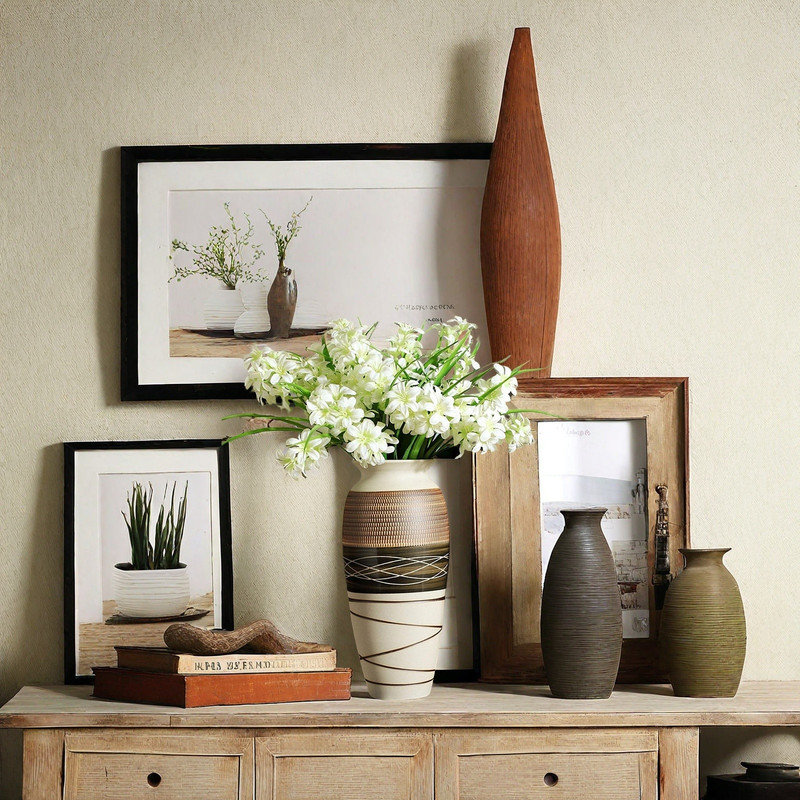 Vase en céramique 12,6 po, Brun jaune