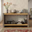Console rustique avec queue d'aronde, aspect métallique vieilli, placage de bois