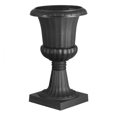 Plastic Urn Planters, 9.84 x 16.54 Inch, Black Classic Flower Pots Front Porch Planters, Indoor & Outdoor Vase for Wedding, Party, Event, Home, Stage, Garden, Balcony, Patio Decoration
