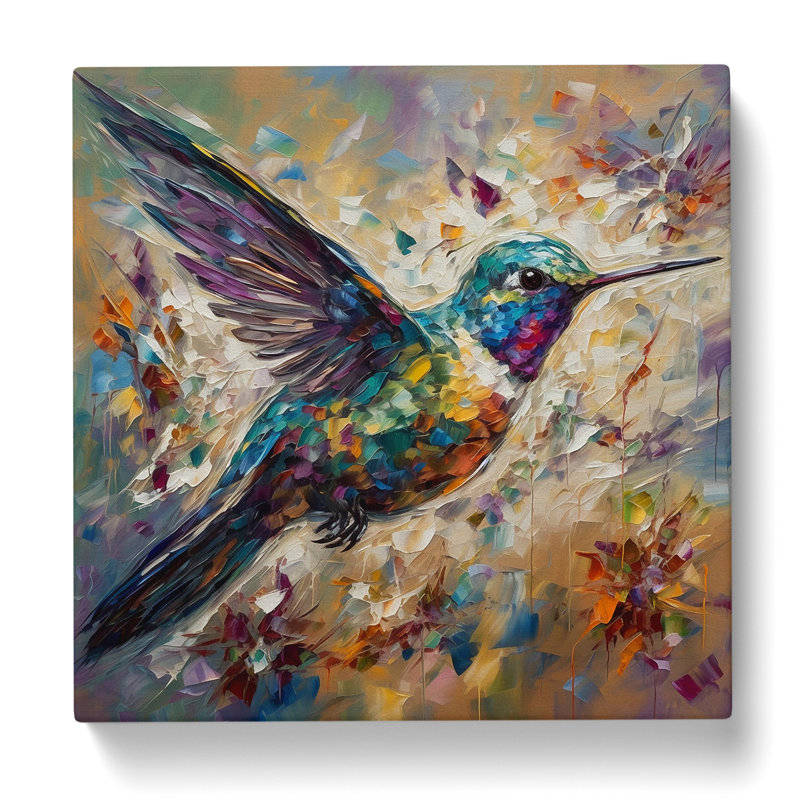 Hummingbird Post-Impressionism - No Frame Print, 35cm H x 35cm W x 3cm D