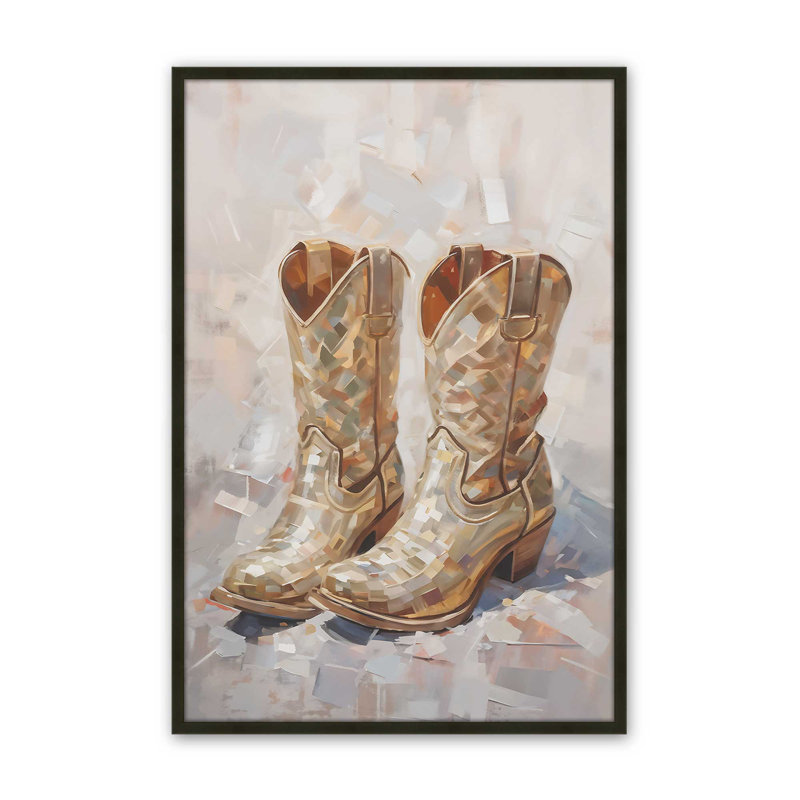 Cowboy Essentials in Tan I Print, 15" H x 12" W, Satin Black